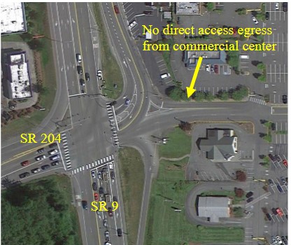 Aerial view of hwy 9 and 204 juncture pre roundabout Pre-roundabout Hwy 9 and 204 intersection